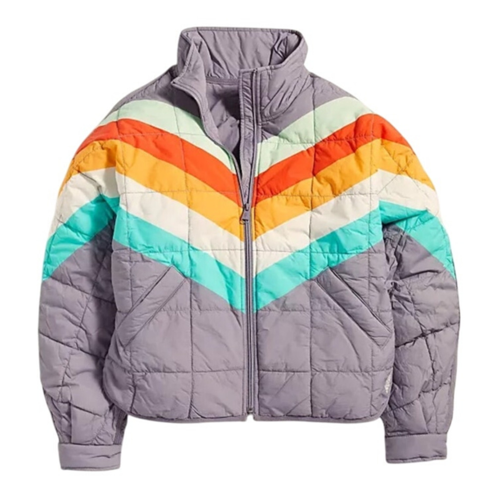 Free People Pipa Stripe Quilted Packable Puffer Jacket Size Large